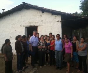 Richard Fox and Lisa Kubiske (center) visit with clean cookstove beneficiaries in Honduras.